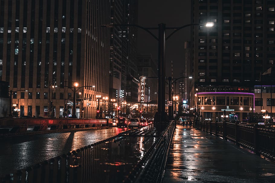 Chicago city lights at night